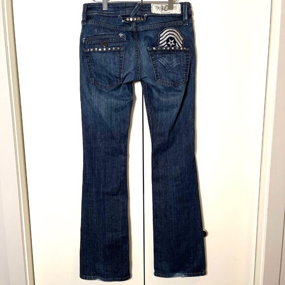 Jimmy Taverniti So Bootcut Low Rise Studded Jeans Size 27 - Picture 2 of 16